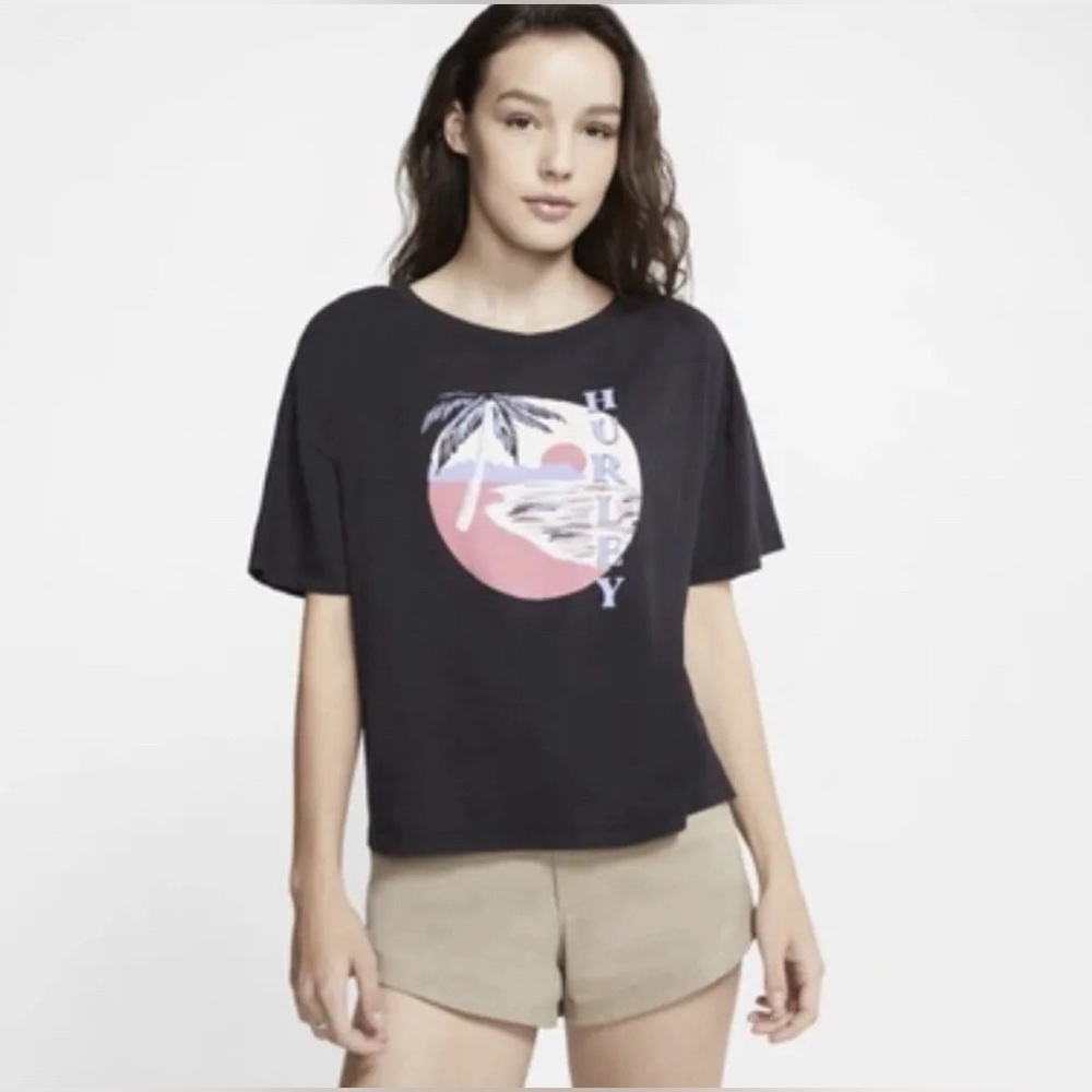 Hurley Paia Circle Flouncy Women's T-shirt In Black Size‎ Small EUC